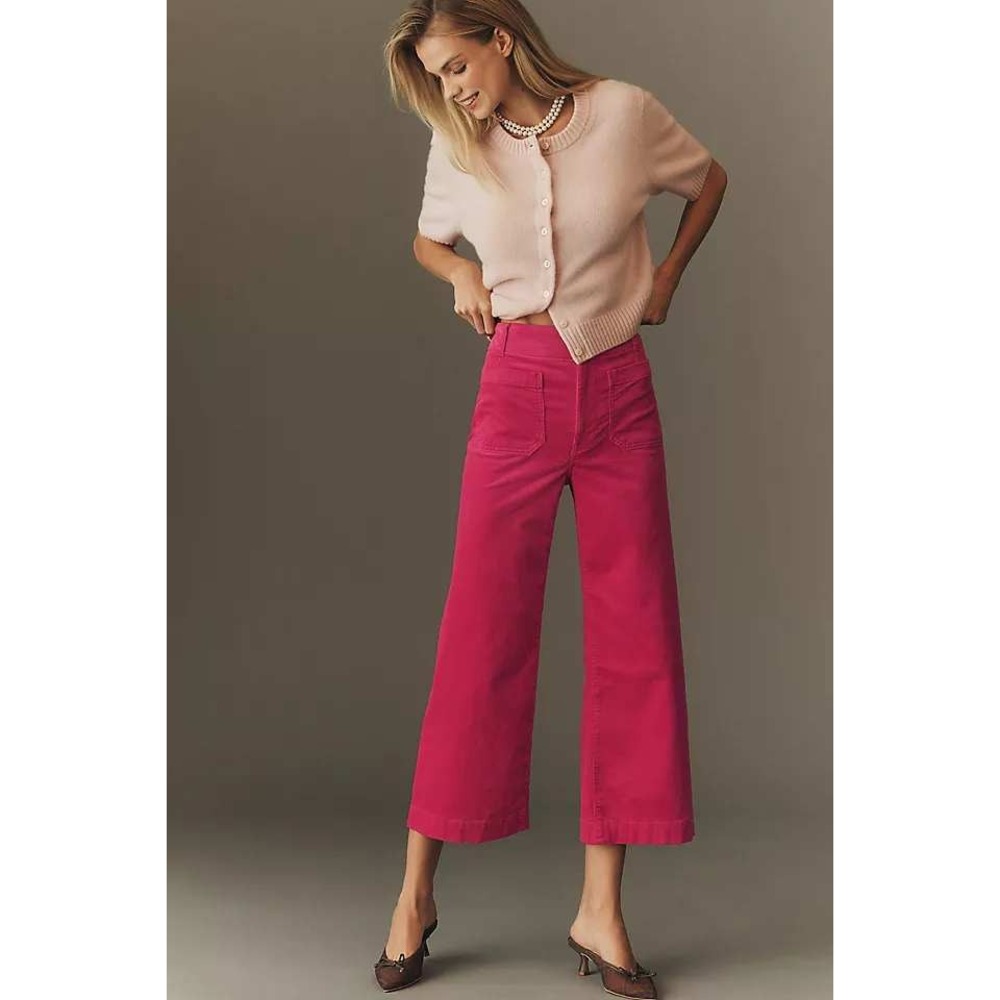 Maeve Anthropologie Magenta Pink Corduroy The Colette Wide Leg Pants Size 27